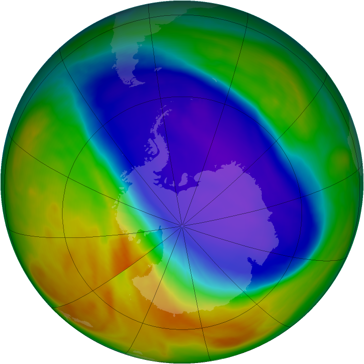 Antarctic ozone map for 08 October 2005